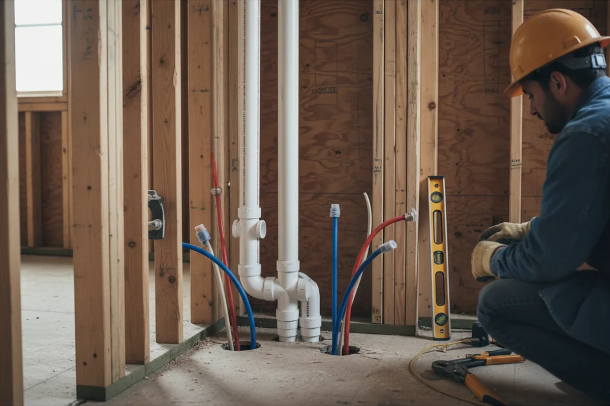Drain and supply rough-in during Leak Detection in Suches