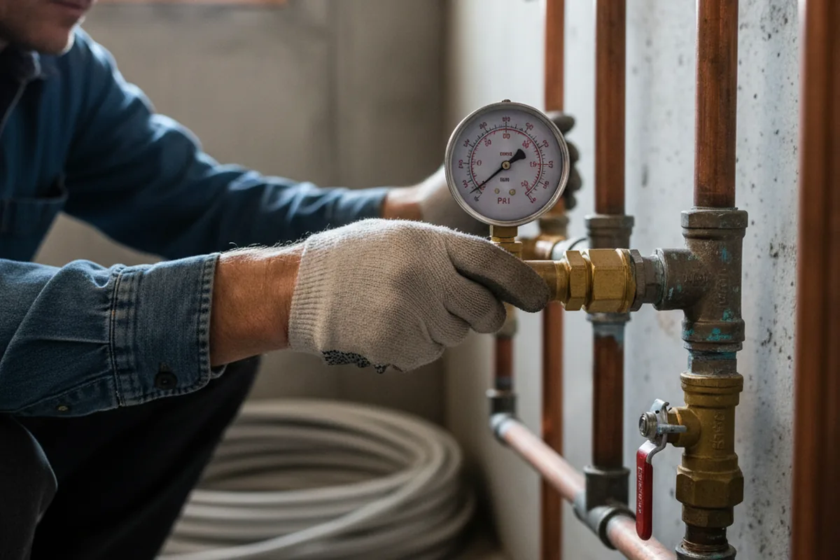 Pressure testing a repaired line during Water Line Repair in Suches